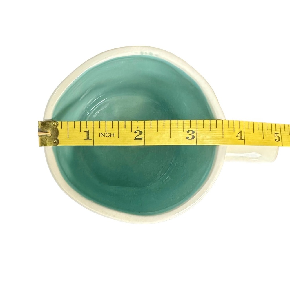 Rae Dunn TEA Mug White Teal Interior Black Large Letter Dimples NWT 2017 OG - Picture 12 of 14
